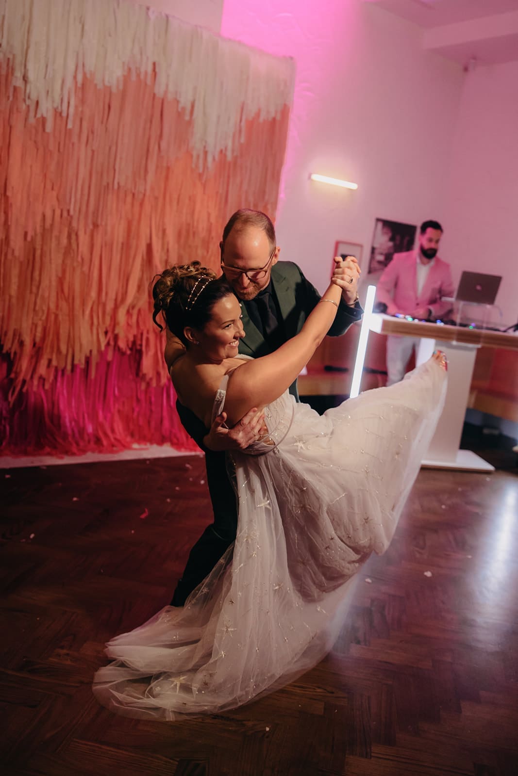 Couple Doing First Dance At Wedding Reception In Brunswick Taken By Photographer Kyra Boyer