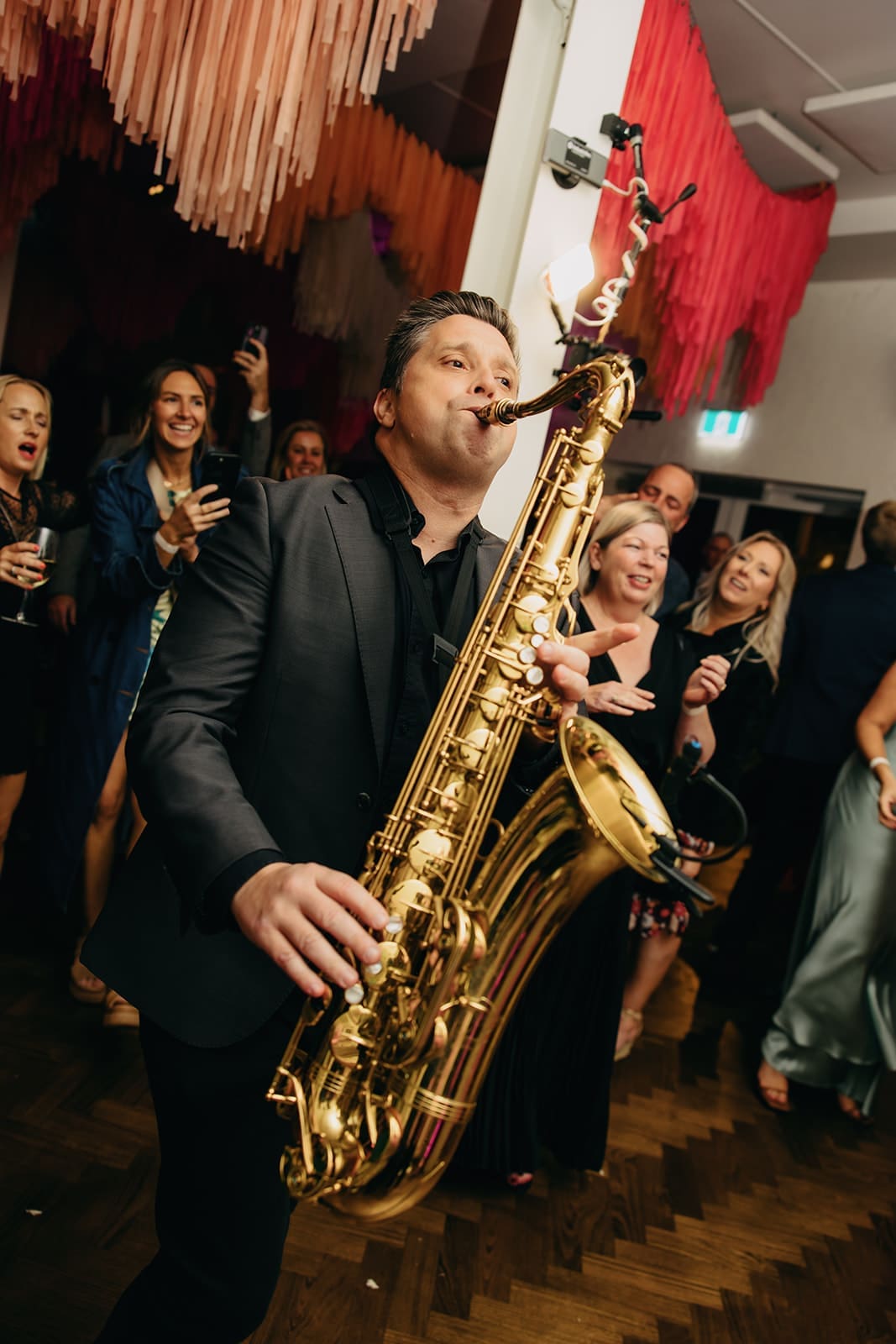Sax Player At Wedding Reception In Brunswick Taken By Photographer Kyra Boyer